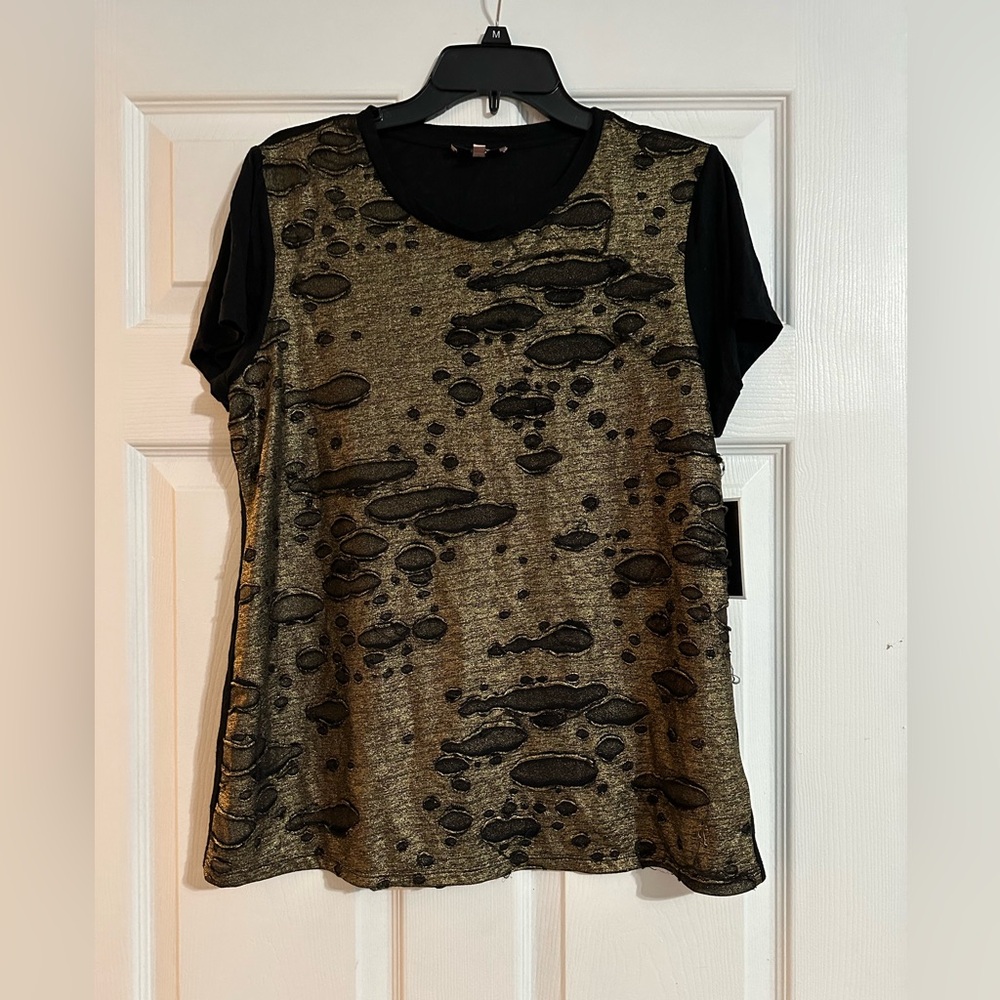 NWT Juicy Couture‎ Gold Metallic Heavy Metal Tee - Size XL